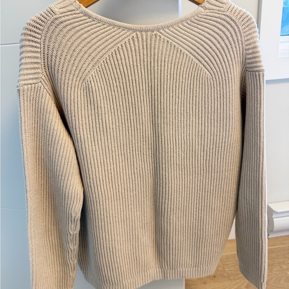 Women's Cream Ribbed Cardigan with Cotton blend Size S - Picture 8 of 10